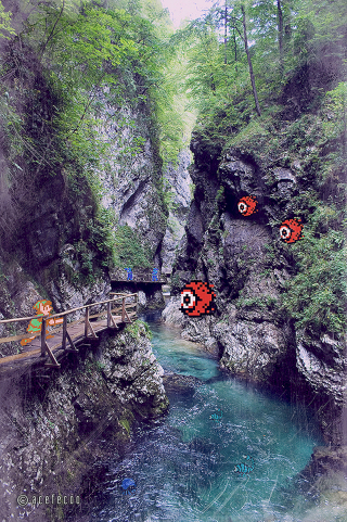 Illustration for article titled Classic Video Games With Real-Life Backdrops Are Delightful